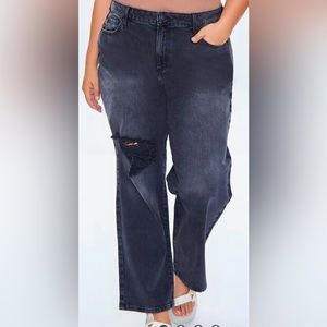 Washed Black High Rise Jeans Distressed